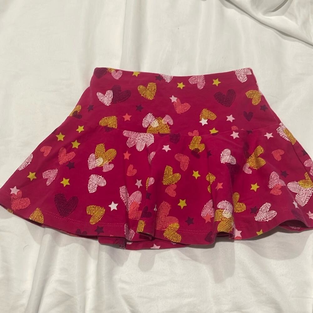 Lands End skort S 4 hot pink drop waist pull on style hearts biker shorts nwot